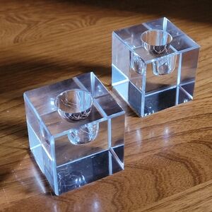 Clear Glass Cube Candle Holders